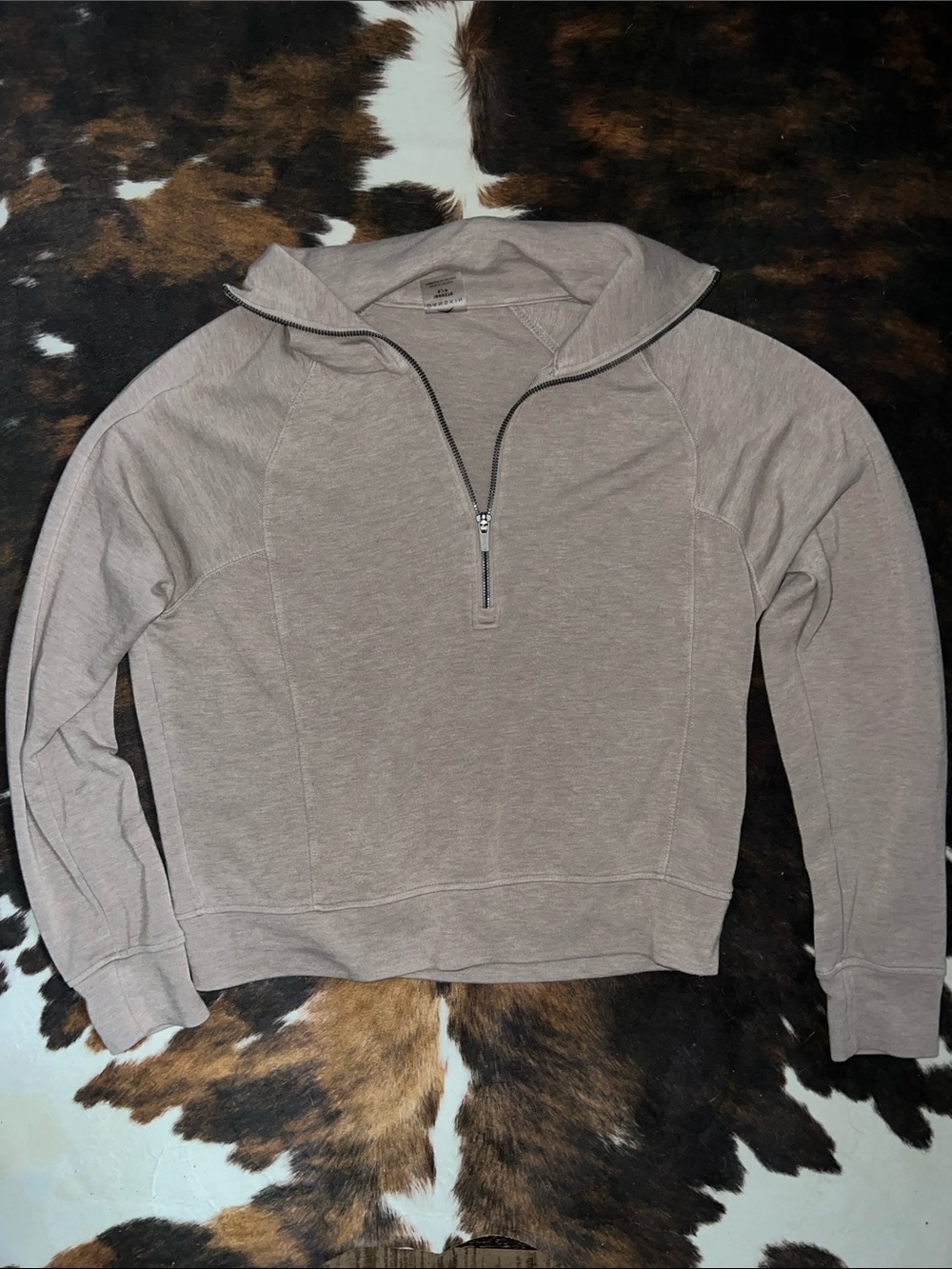 Danskin Taupe Cowl Half-Zip Pullover